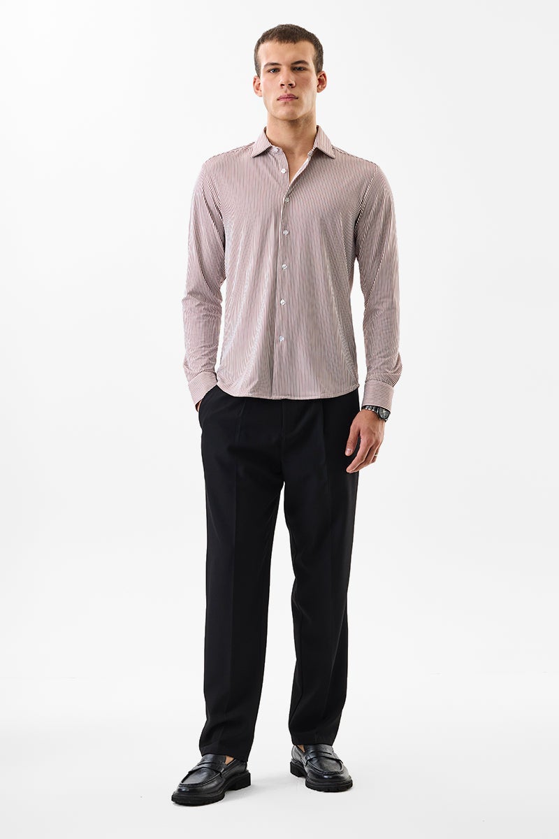 سنيتش قميص تقني مخطط بقصة ضيقة ومطاطية - Image 3